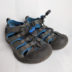 KEEN Kid Sandals Size 10 Blue And Gray Velcro Closure Washable